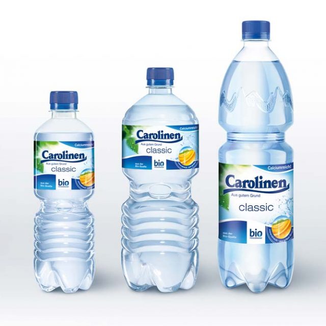 Carolinen Wasser Packaging verschiedene Größen