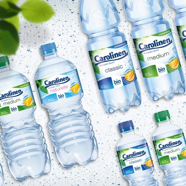 Carolinen Wasserflaschen Range Packaging